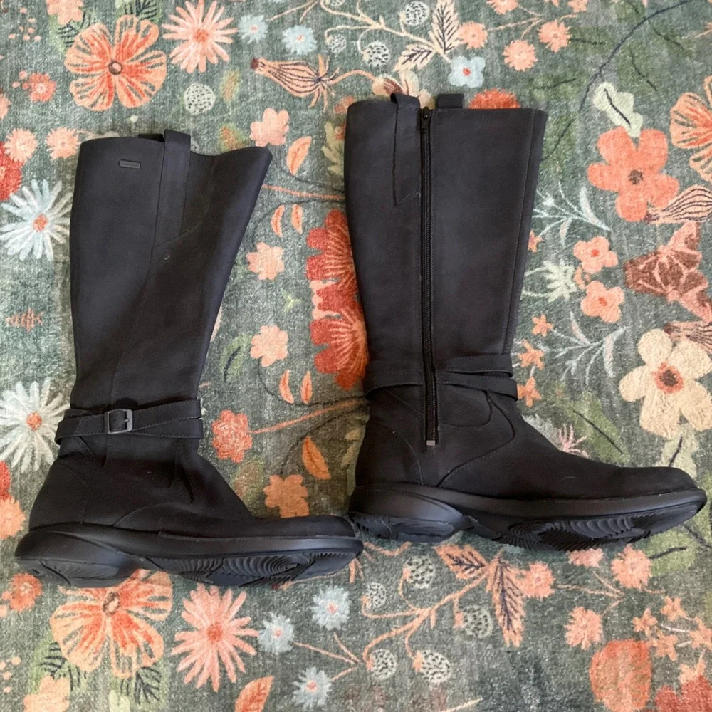 Merrell Tetra Strap Waterproof Boots Womens 7 Black Leather Tall J41146